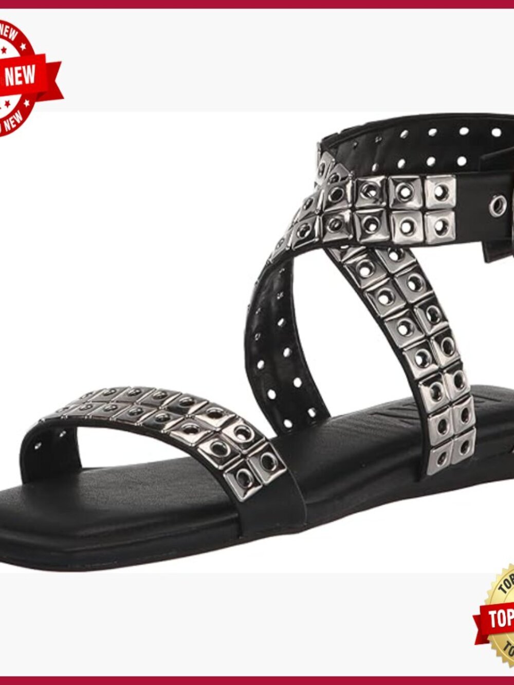 Studded Gladiator Sandals with Ankle Strap, Suede Leather, Stiletto Heel